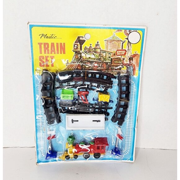 Vintage 50s-60s Collection Plastic Train Set New Old Stock Mid Century Cake Top - Picture 1 of 5